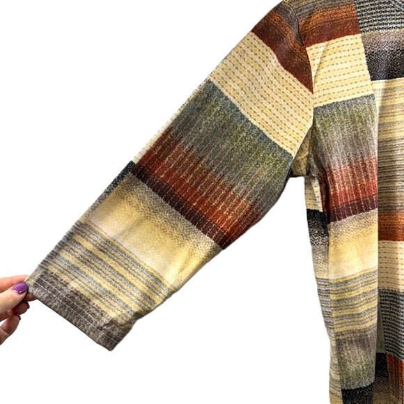 Multicolor Patchwork Print Long Sleeve Top, Lightweight Knit, Women’s XL, NWOT - Picture 2 of 5